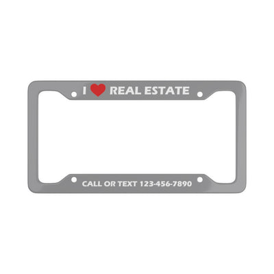 Custom License Plate Frame - Heart Grey