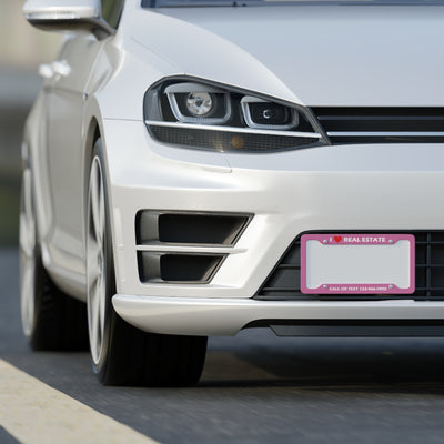 Custom License Plate Frame - Heart Pink