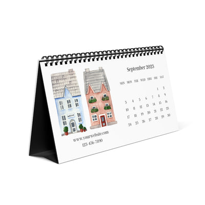 Custom Desk Calendar - Watercolor Houses