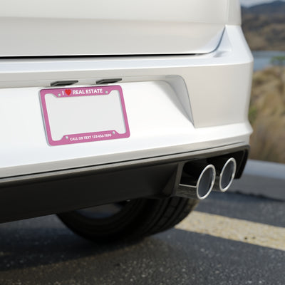 Custom License Plate Frame - Heart Pink