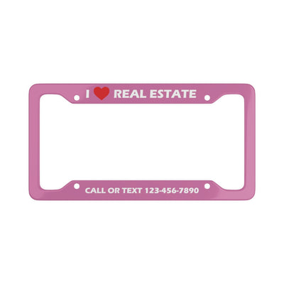 Custom License Plate Frame - Heart Pink