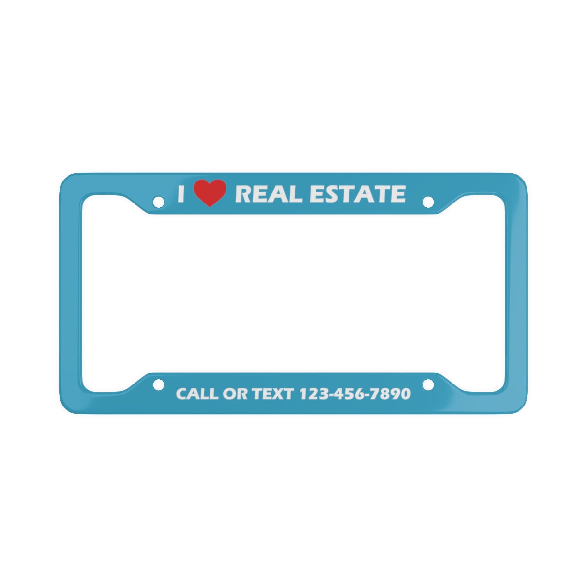 Custom License Plate Frame - Heart Turquoise