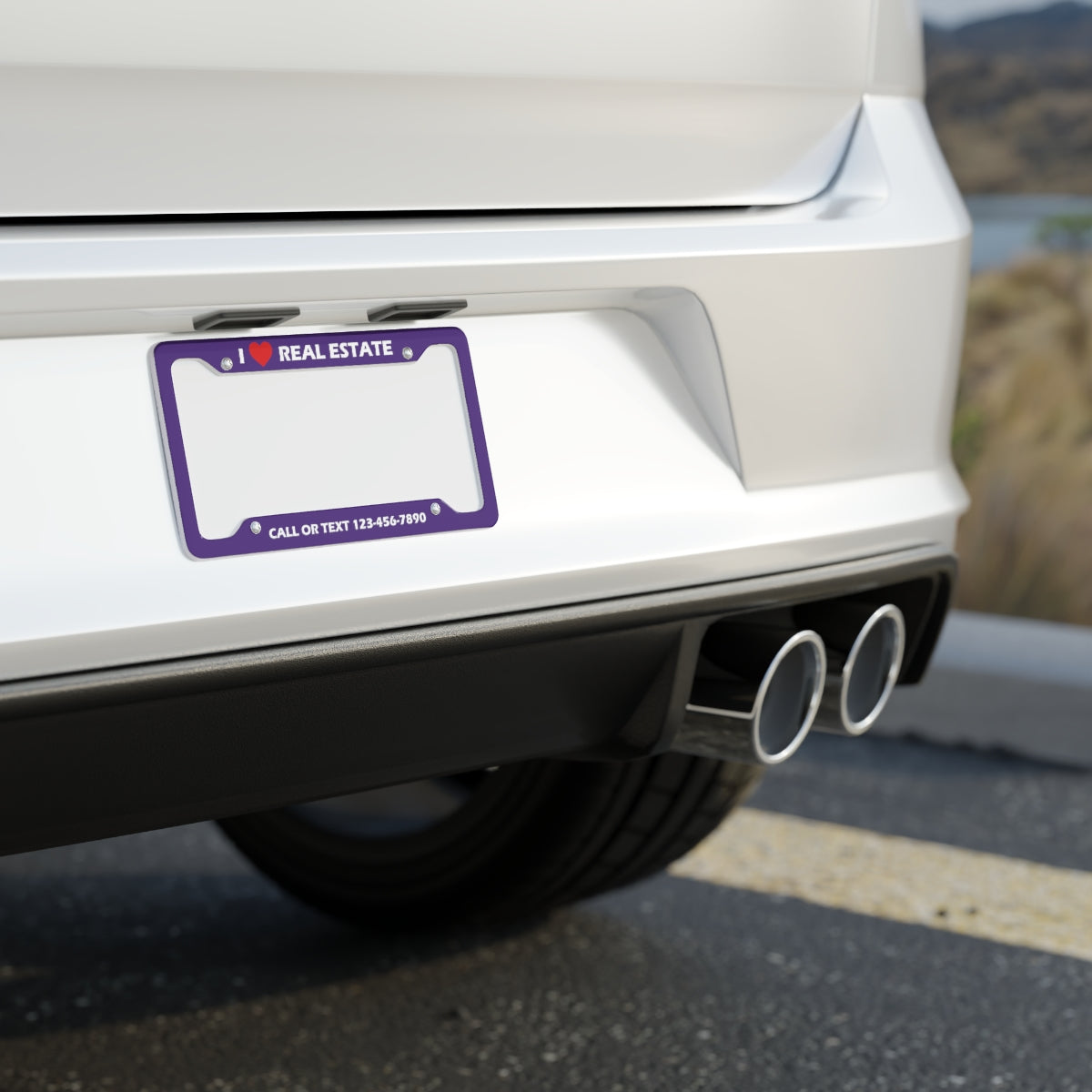 Custom License Plate Frame - Heart Purple