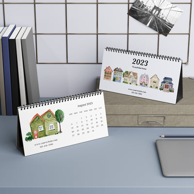 Custom Desk Calendar - Watercolor Houses