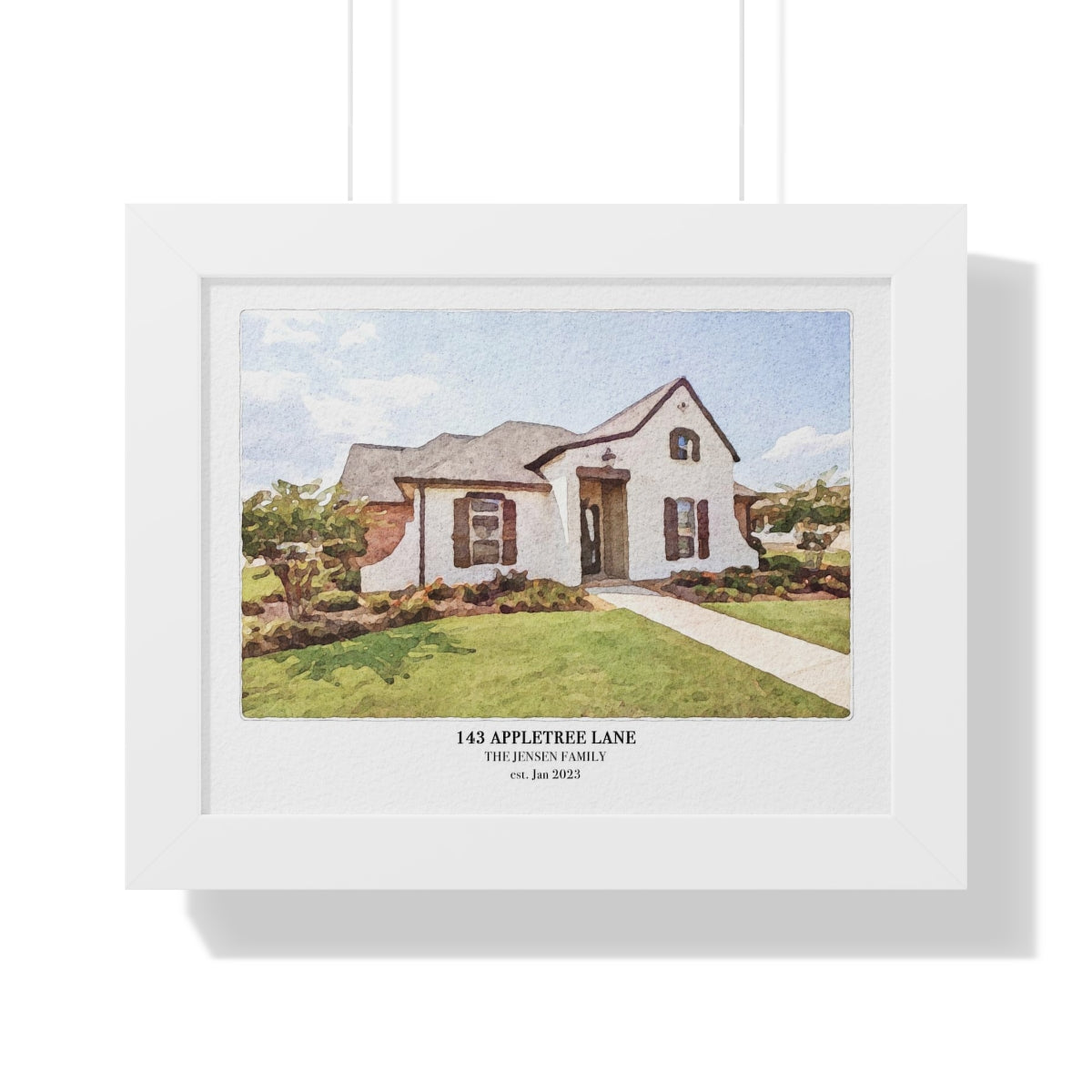 Framed Custom Home Portrait - Watercolor Effect