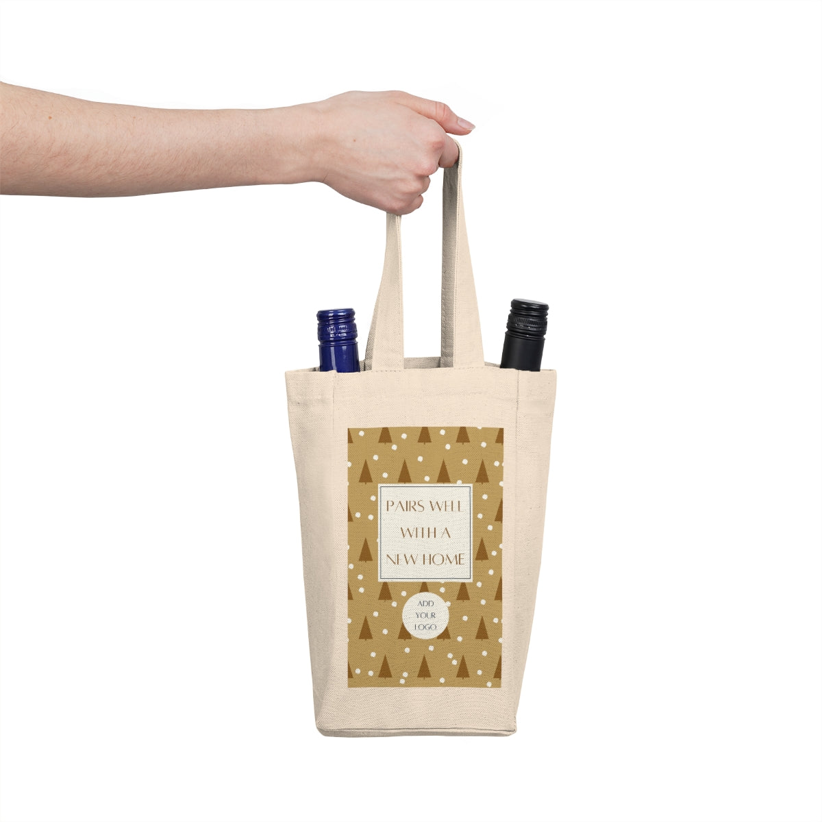 Double Wine Tote - Natural Trees