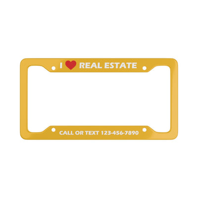 Custom License Plate Frame - Heart Yellow