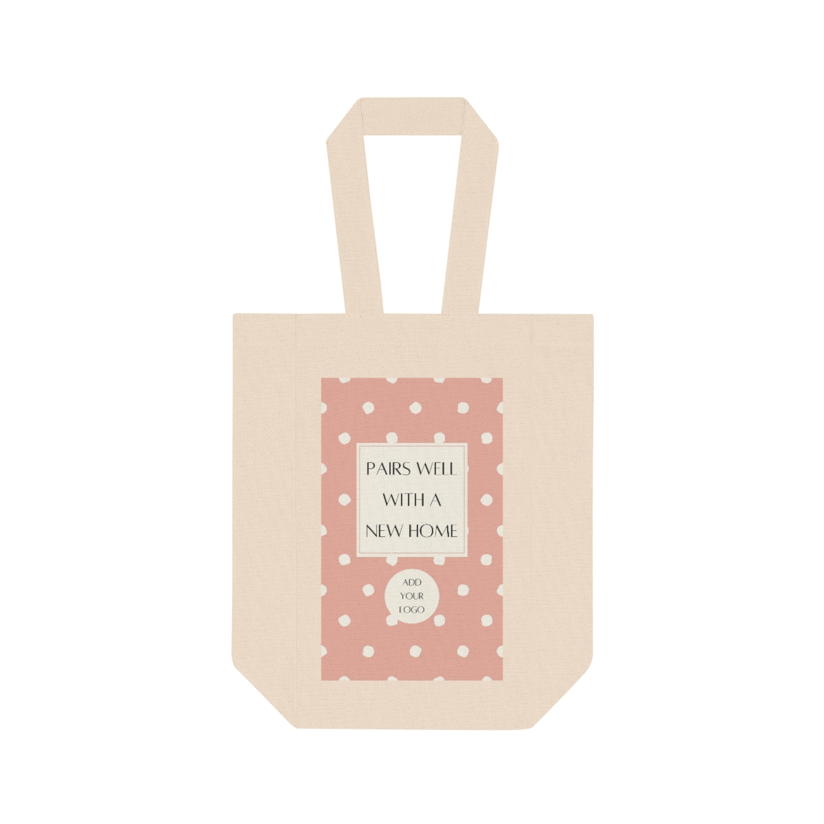 Double Wine Tote - Pink Polka Dot