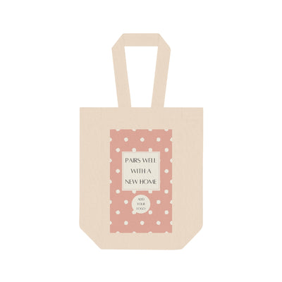 Double Wine Tote - Pink Polka Dot