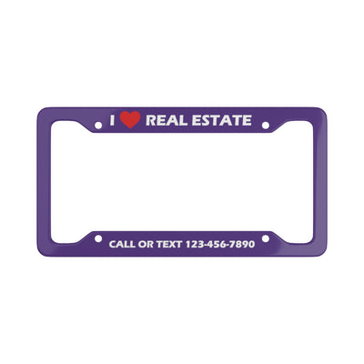Custom License Plate Frame - Heart Purple