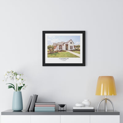 Framed Custom Home Portrait - Watercolor Effect