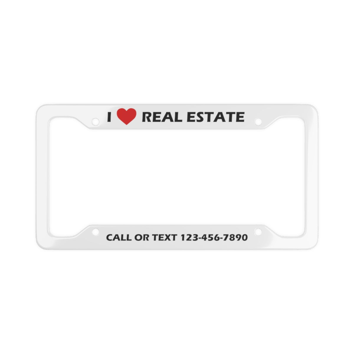 Custom License Plate Frame - Heart White