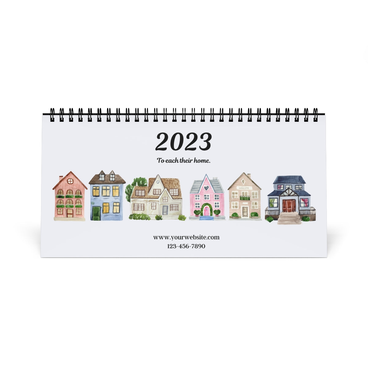 Custom Desk Calendar - Watercolor Houses